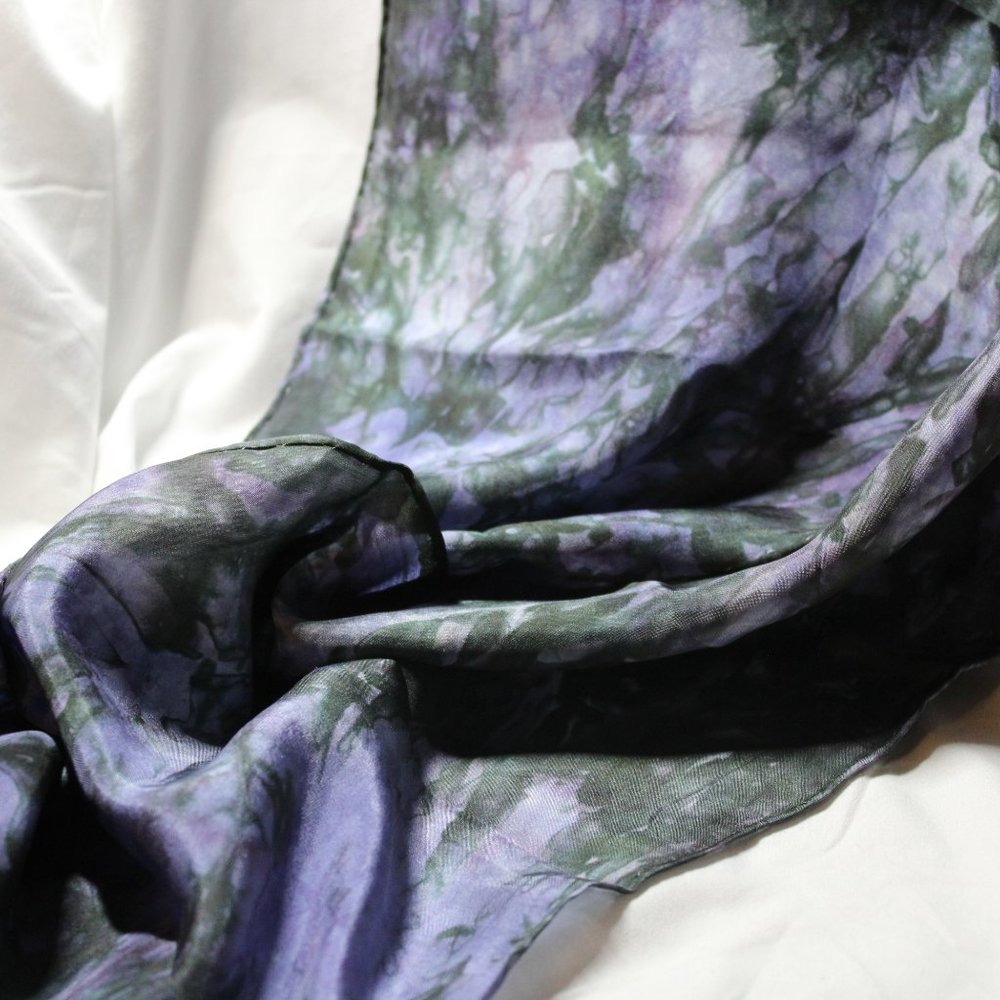 Navy Habotai Silk Oblong Scarf, 69" by 8"